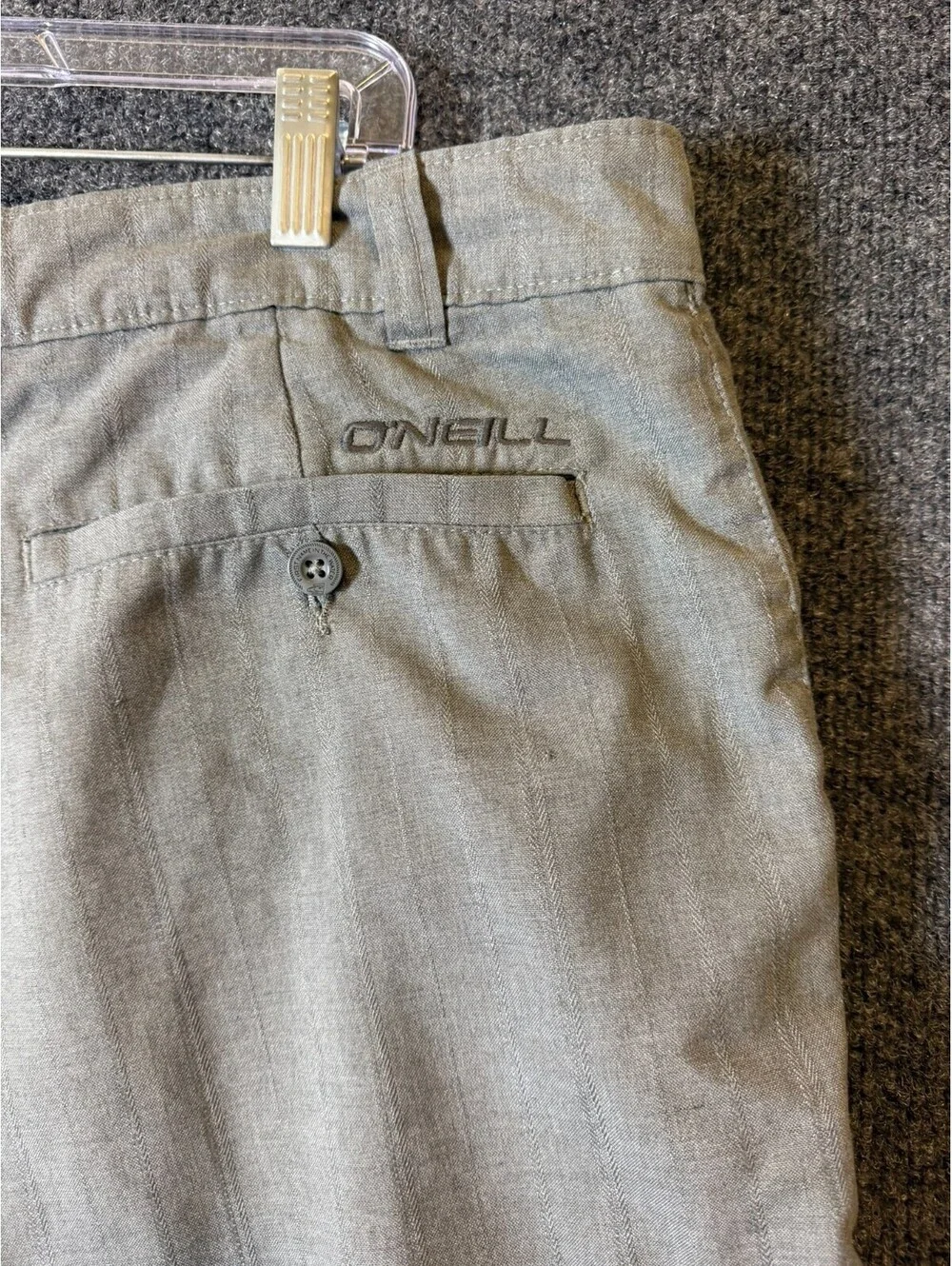 ONeill Mens Shorts Size 38 Gray Pinstripe Hybrid Walk Shorts Surf Beach Casual